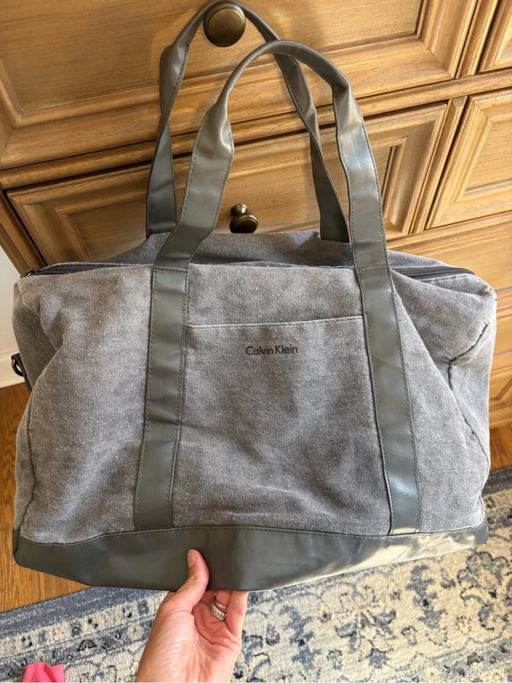 Calvin Klein gray duffel bag very spacious can hold a lot
